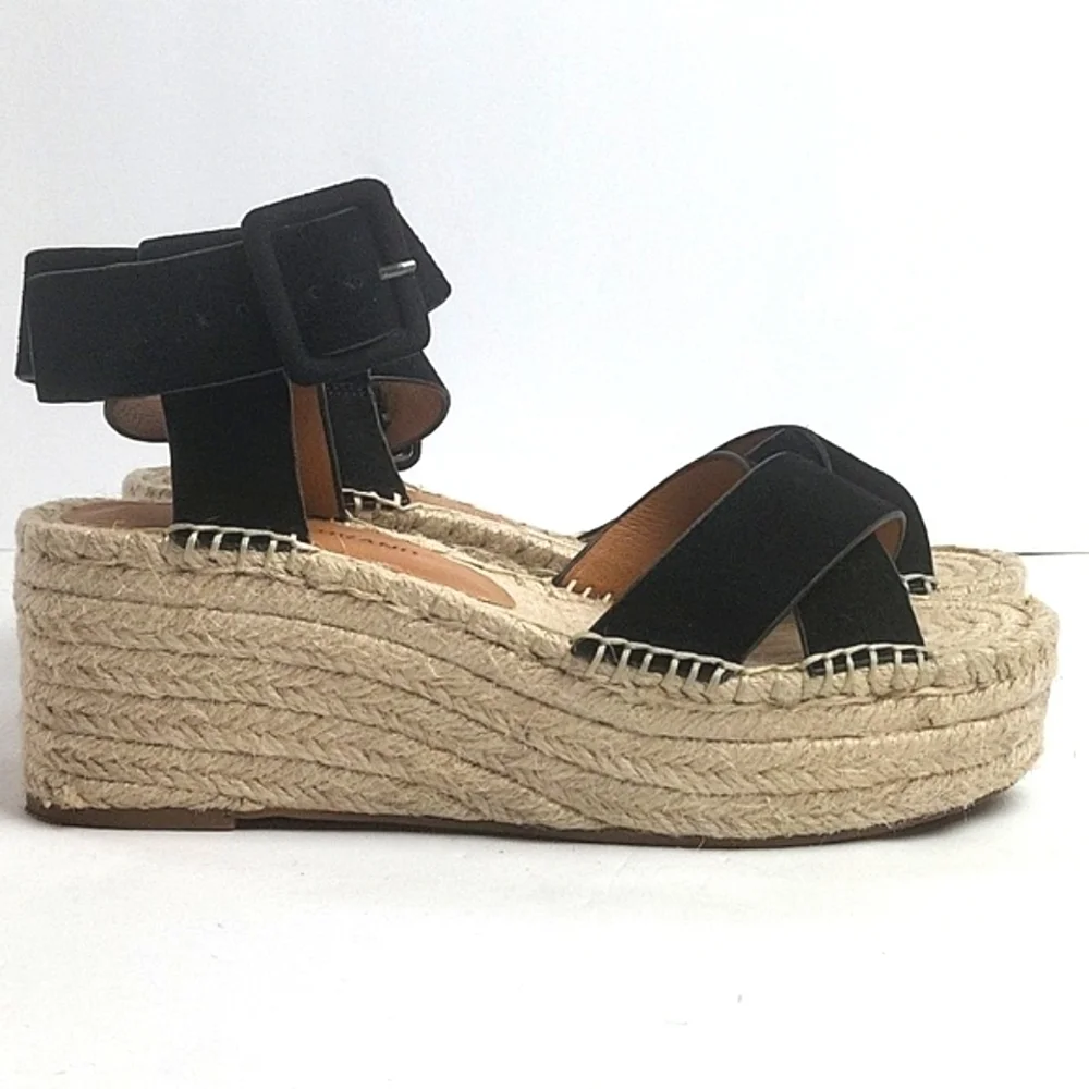 Lucky Brand Audrinah Black Suede Leather Ankle Strap Platform Espadrille… - Picture 7 of 16